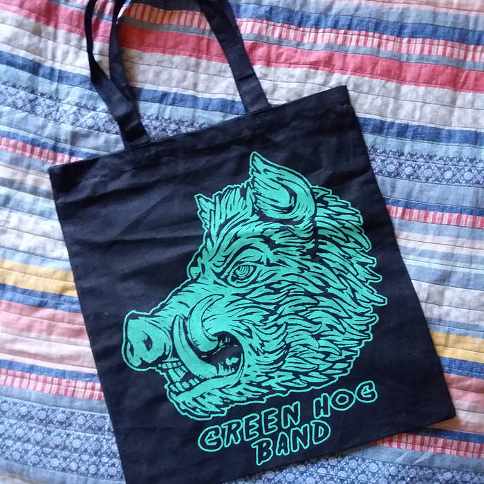 Cotton Tote Bag Green Hog Band Logo
